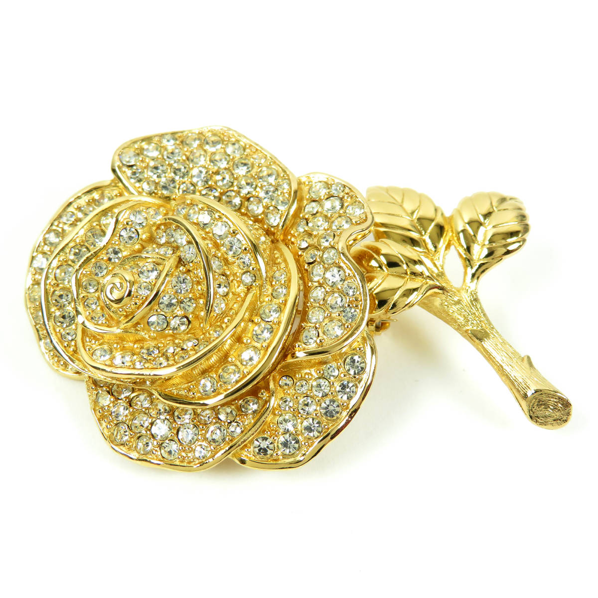  ultimate beautiful goods Vintage Christian Dior Christian Dior rose brooch rhinestone pave Gold color rose flower 