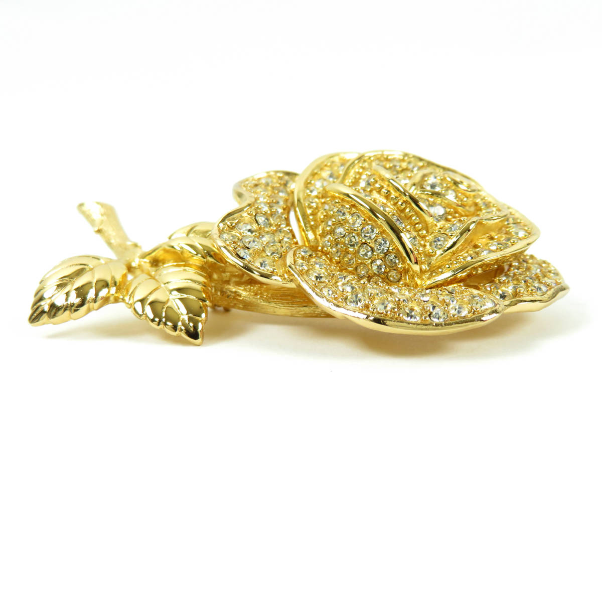  ultimate beautiful goods Vintage Christian Dior Christian Dior rose brooch rhinestone pave Gold color rose flower 