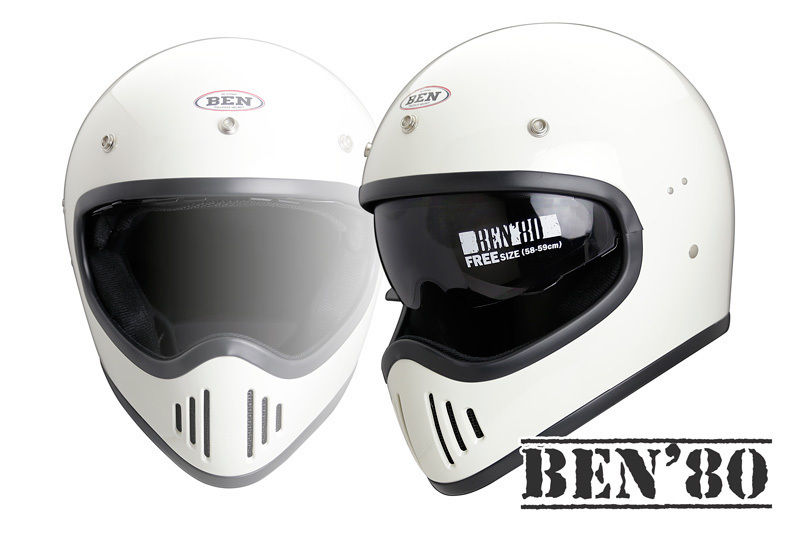  Classic full-face шлем Ben\'80 белый ( внутренний с козырьком .) мотокросс * motard * drug 