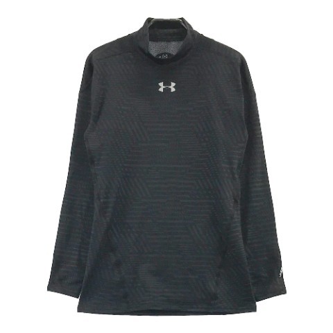 UNDER ARMOUR アンダーアーマー ハイネック 長袖 裏起毛 Tシャツ 総柄 ブラック系 XL [240001976070] ゴルフウェア メンズ_画像1