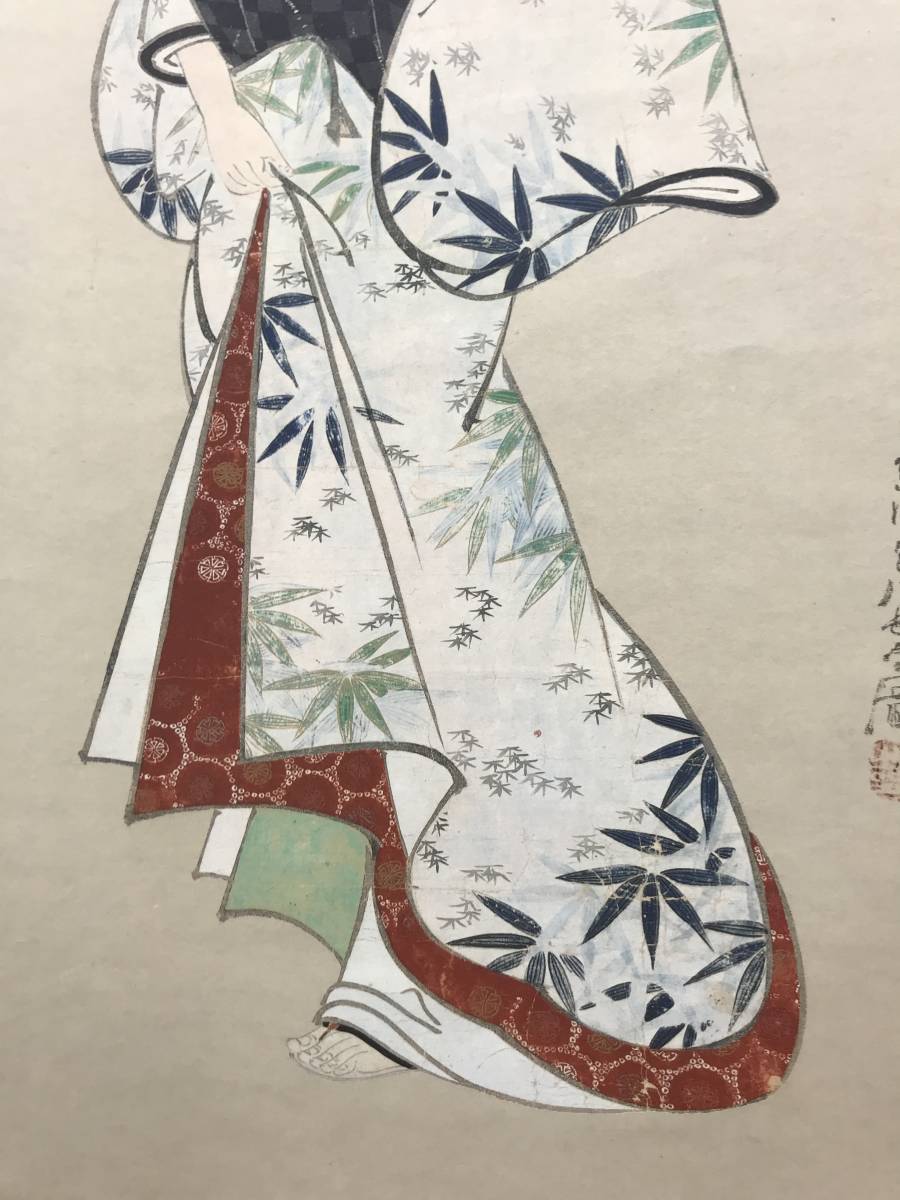 複製/宮川長春/美人画賛/美人図/浮世絵/印刷/工芸品//掛軸☆宝船☆ 複製/宮川長春/美人画賛/美人図/浮世絵/印刷/工芸品//掛軸☆宝船☆