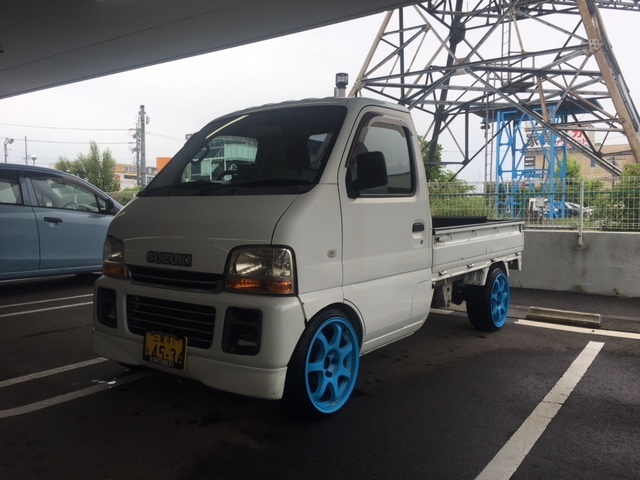 キャリイ 低走行 売り切り 検付き 切り替え4WD AC PS 車高調 アルミ USDM ヘラフラ ドリ車