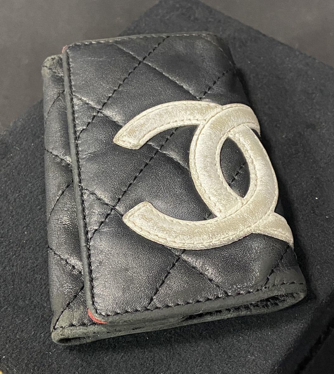 ◇ CHANEL シャネル カンボンライン 6連キーケース ブラック×ピンク