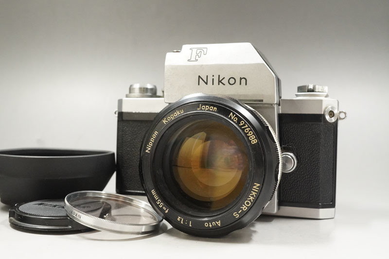 【814】Nikon/ニコン F ボディ+レンズ NIKKOR-S Auto 1:1.2 f=55mm フィルム一眼レフカメラ本体 Nippon Kogaku/日本光学 MF_画像1