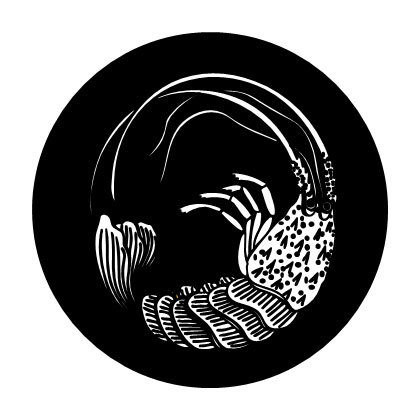 【送料無料】家紋 シール ステッカー NS4D-016 海老の丸紋 布タイプ 4ｃｍ ｘ 4ｃｍ 6枚セット_画像1