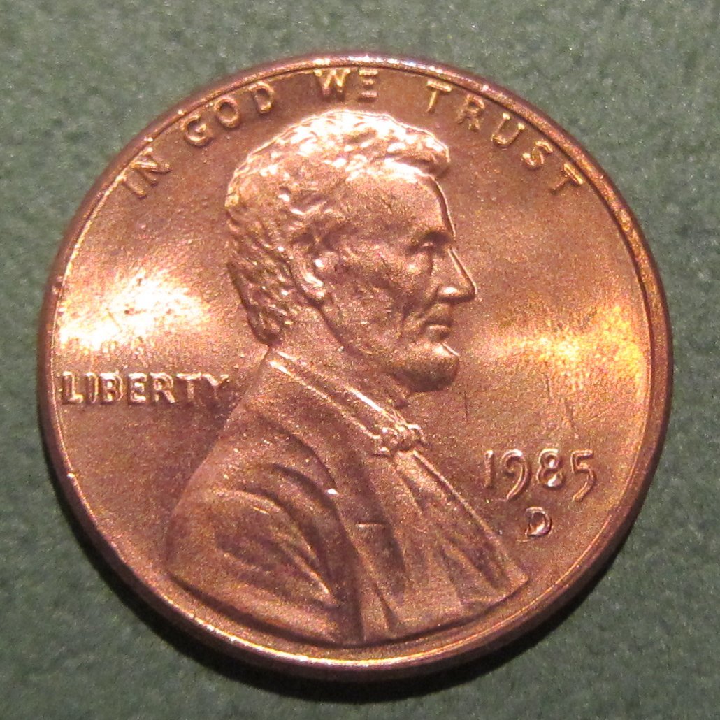 （C-311)リンカーン1セント銅貨　1985年　D 　②_画像1