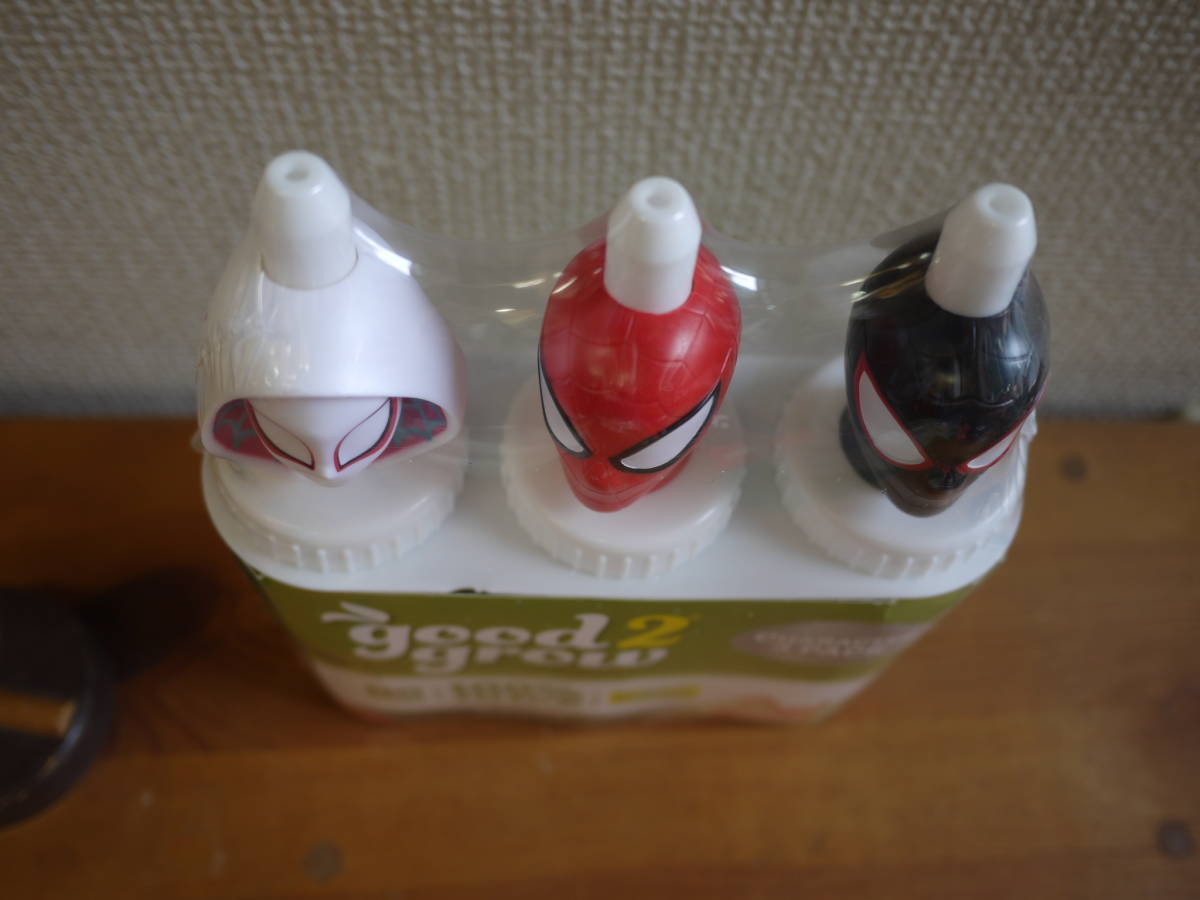 Sale/USA直輸入/新/即☆Good 2 grow☆ スパイダーマン キャップ付き果汁100％ジュース 3個パック