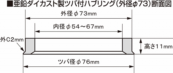 協永産業/KYO-EI ツバ付ハブリング 外径φ73 軽合金製 P7367_画像2