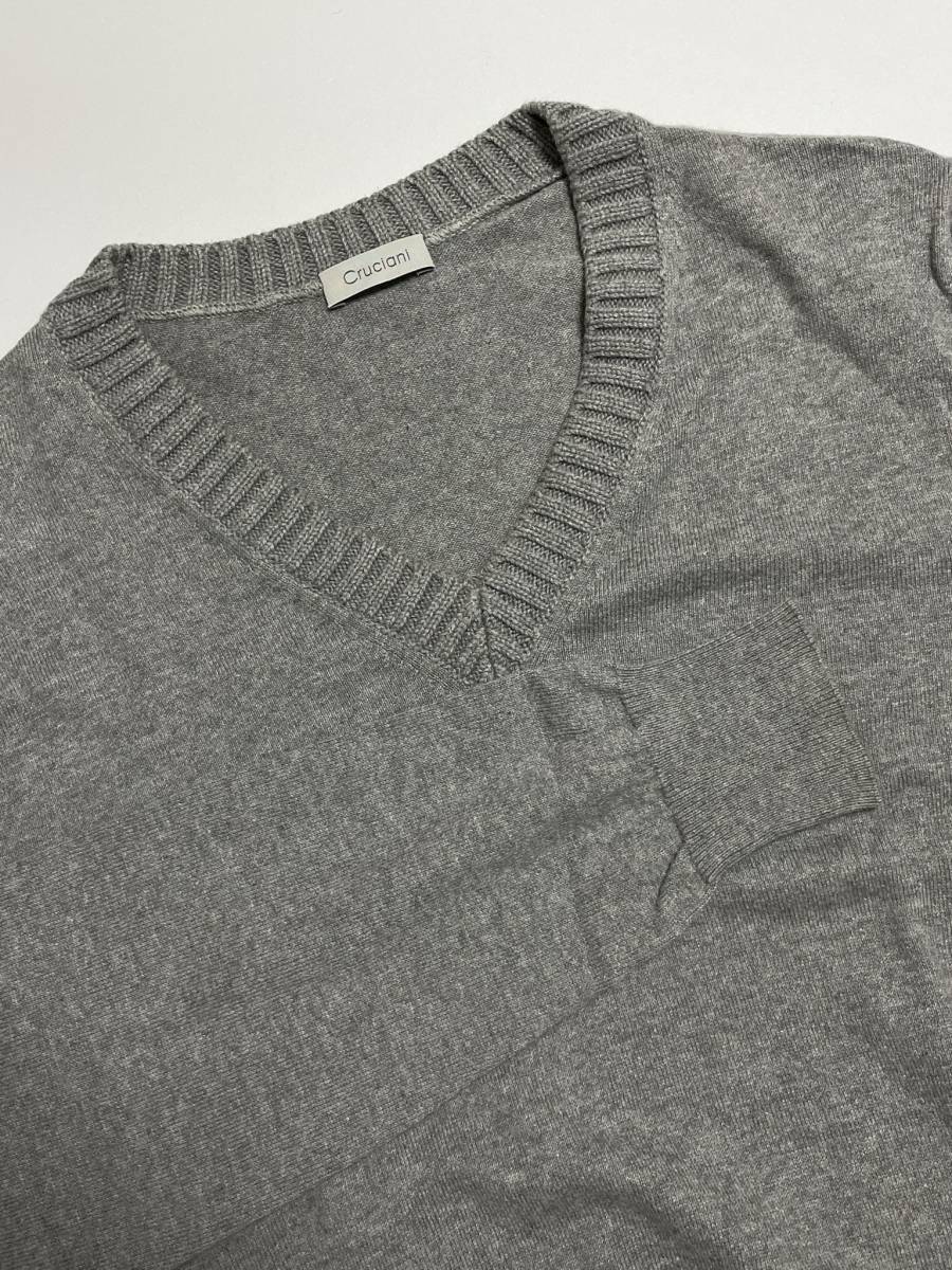 Crucianikru Cheer -ni27G×9G switch .V neck cotton knitted gray 446 -stroke lasbrugo handling . on/off without regard . practical use can 