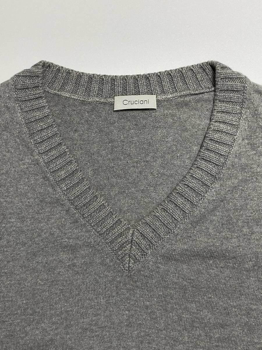 Crucianikru Cheer -ni27G×9G switch .V neck cotton knitted gray 446 -stroke lasbrugo handling . on/off without regard . practical use can 