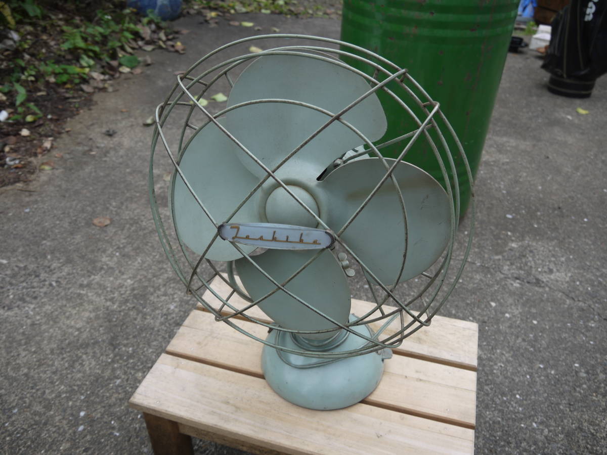 [3Ju18 circle P] Toshiba electric fan FAN-DIA Showa Retro antique yawing operation verification ending Shibaura rare brass antique Vintage 