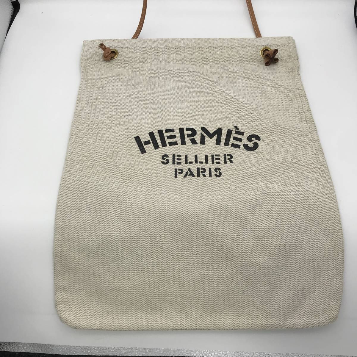 Hermes エルメス アリーヌ GM 中古 キャンバス ベージュ ブラウン ショルダーバック