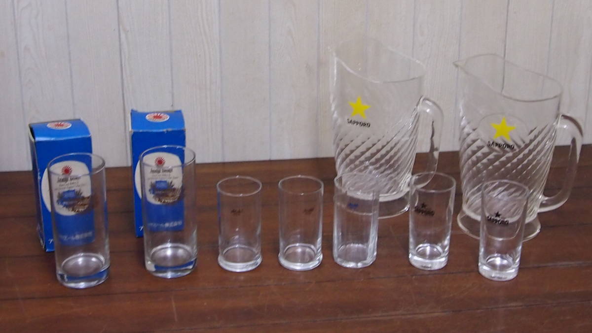  secondhand goods * Sapporo beer * Sapporo plastic pitcher * jug * Asahi glass * set sale *306S4-J12581