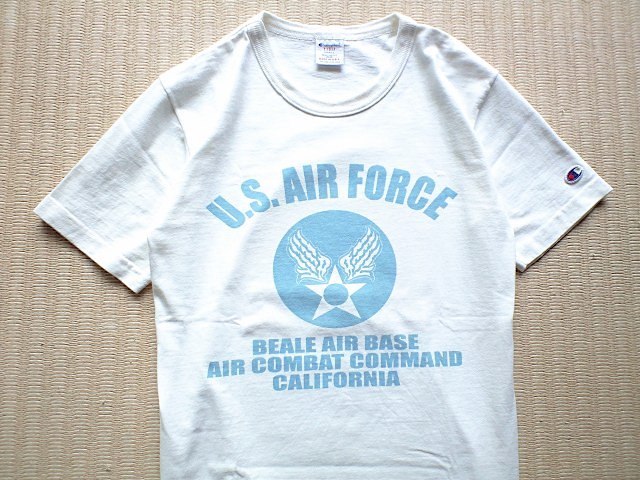 即決 USA製 U.S. AIR FORCE アメリカ空軍 プリント Champion T1011 ヘビーウェイト Tシャツ 白 Sサイズ USAFA 染み込み_画像5