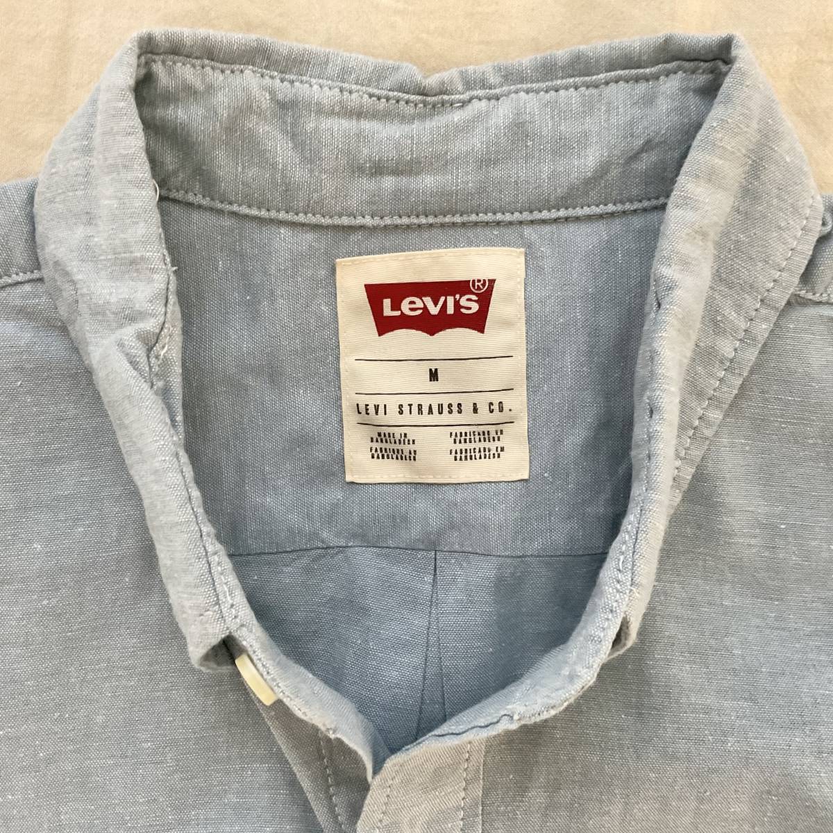Levi’s　半袖/シャツ　シャンブレー/ライトブルー/ネップ　サイズM　　　W119_画像4