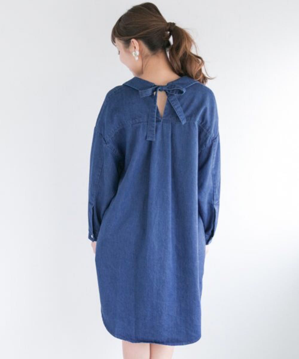 URBAN RESEARCH ROSSOバックリボンシャツワンピース ホワイト
