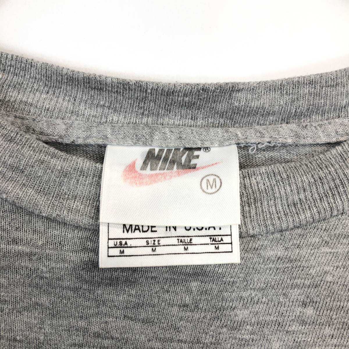 90s USA製 ナイキ NIKE Tシャツ スウォッシュプリント グレー系 Mサイズ