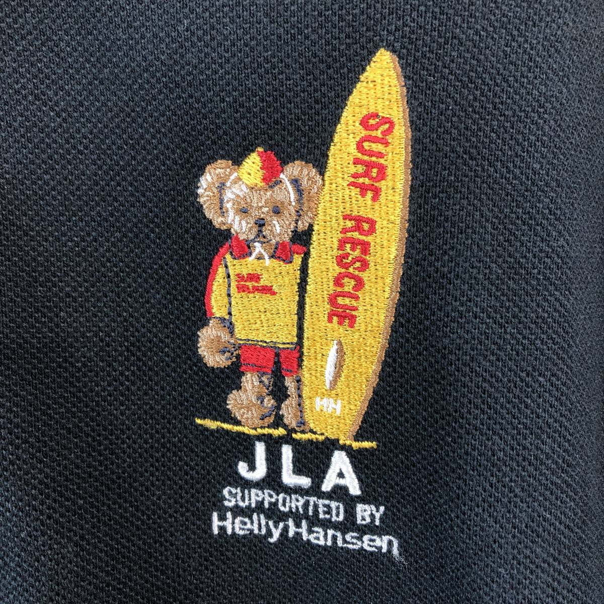 デッドストック 90s ヘリーハンセン HELLY HANSEN ポロシャツ ブラック SサイズJLA SURF RESCUE