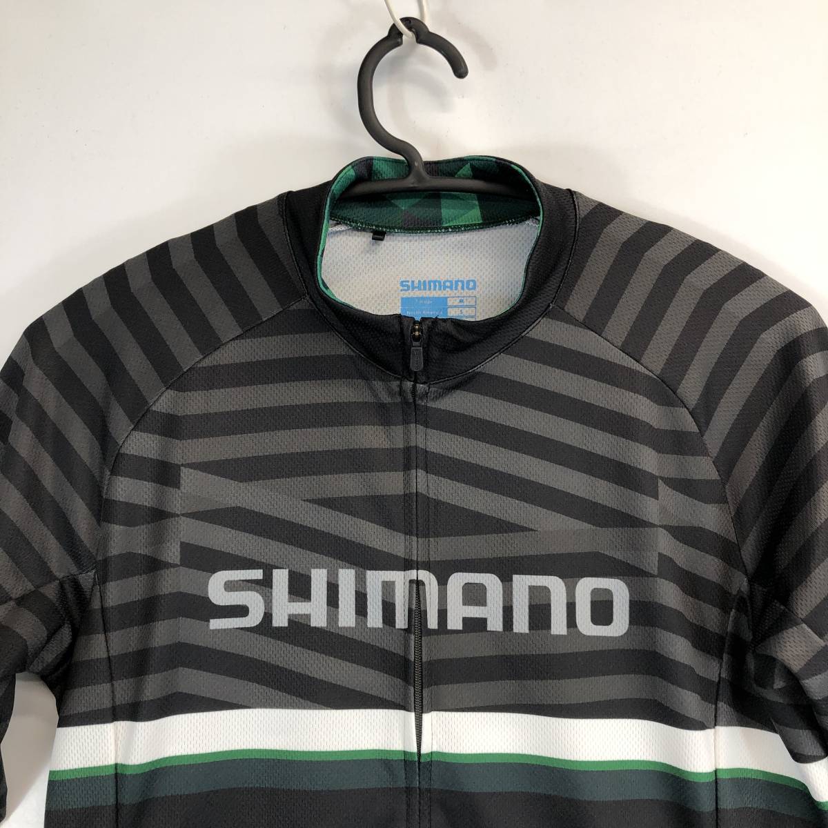 シマノ SHIMANO 半袖サイクルジャージ ブラック グリーン ホワイト Lサイズ_画像3