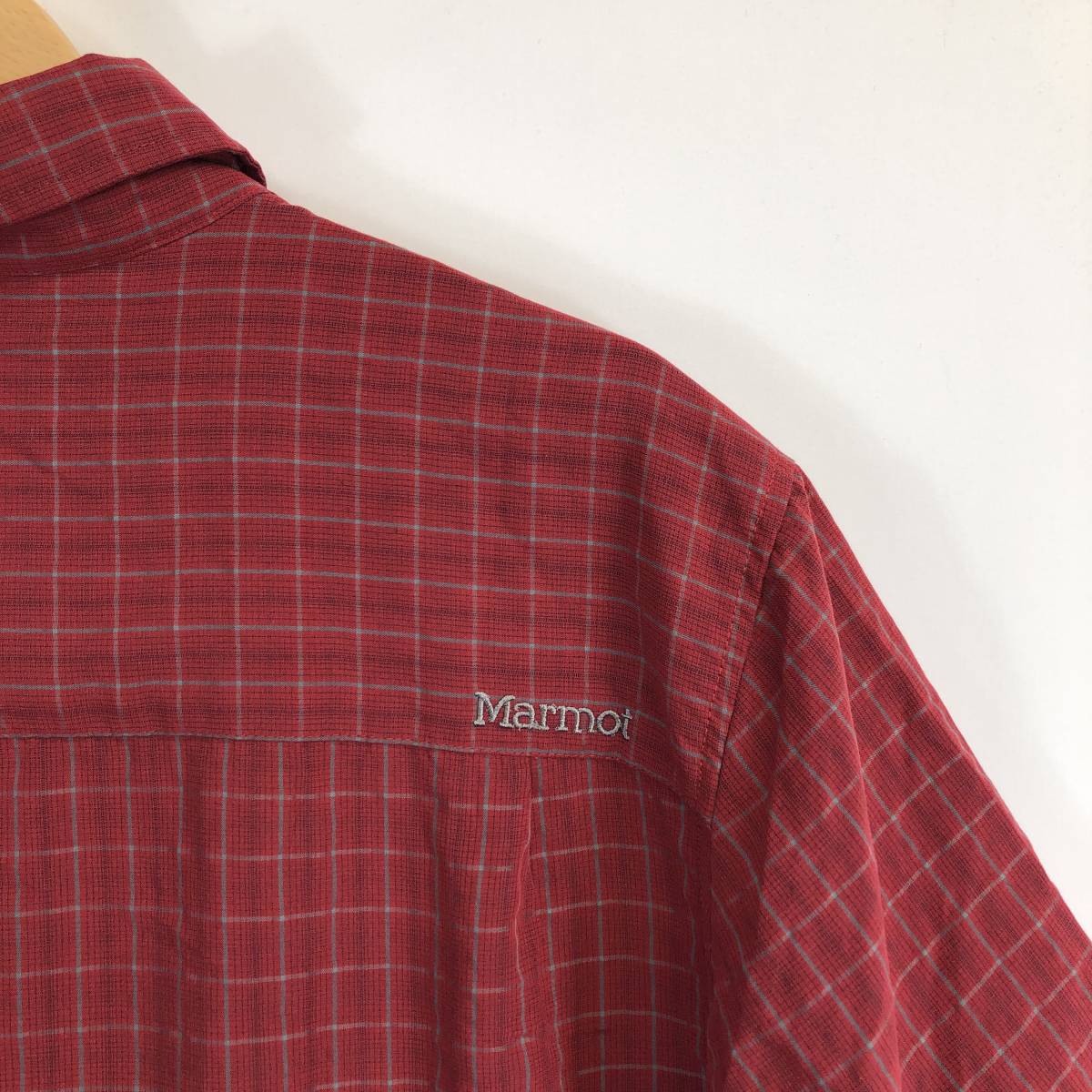 マーモット Marmot 半袖ボタンシャツ マルーン チェック柄 Lサイズ 海外企画 タグカット済み_画像6