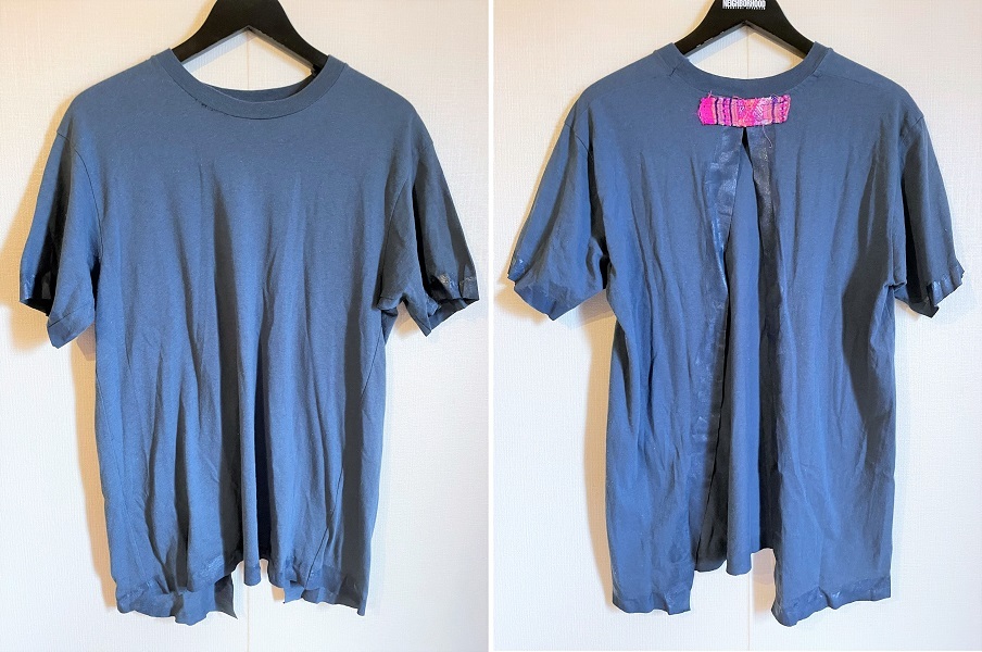 希少 コムデギャルソン COMME DES GARCONS archive 90s バックオープン 半袖 レイヤード Tシャツ カットソー グレー チロリアン AD1991