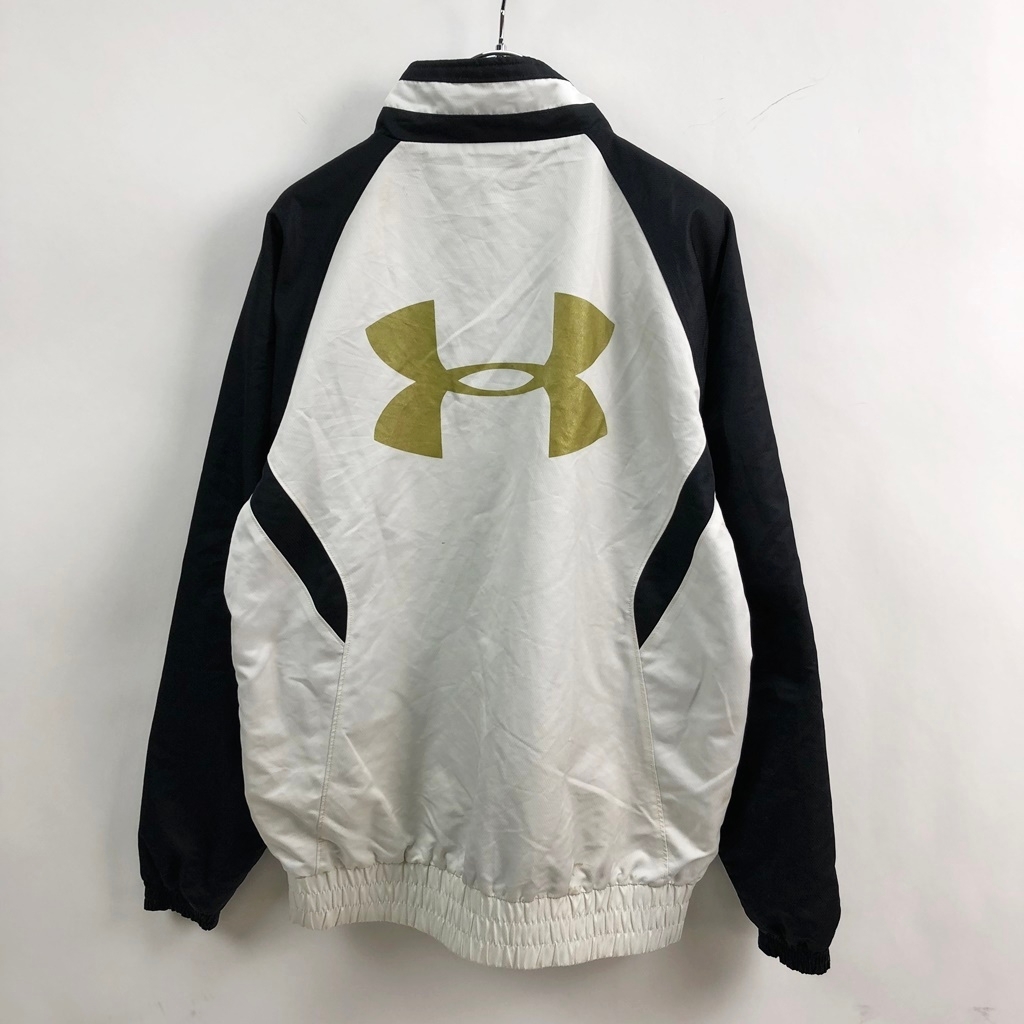 ◆UNDER ARMOUR/アンダーアーマー パーカー ホワイト ブラック S メンズ K96 ｃ5686 ピステ ナイロンジャケット ウィンドブレーカーの画像1