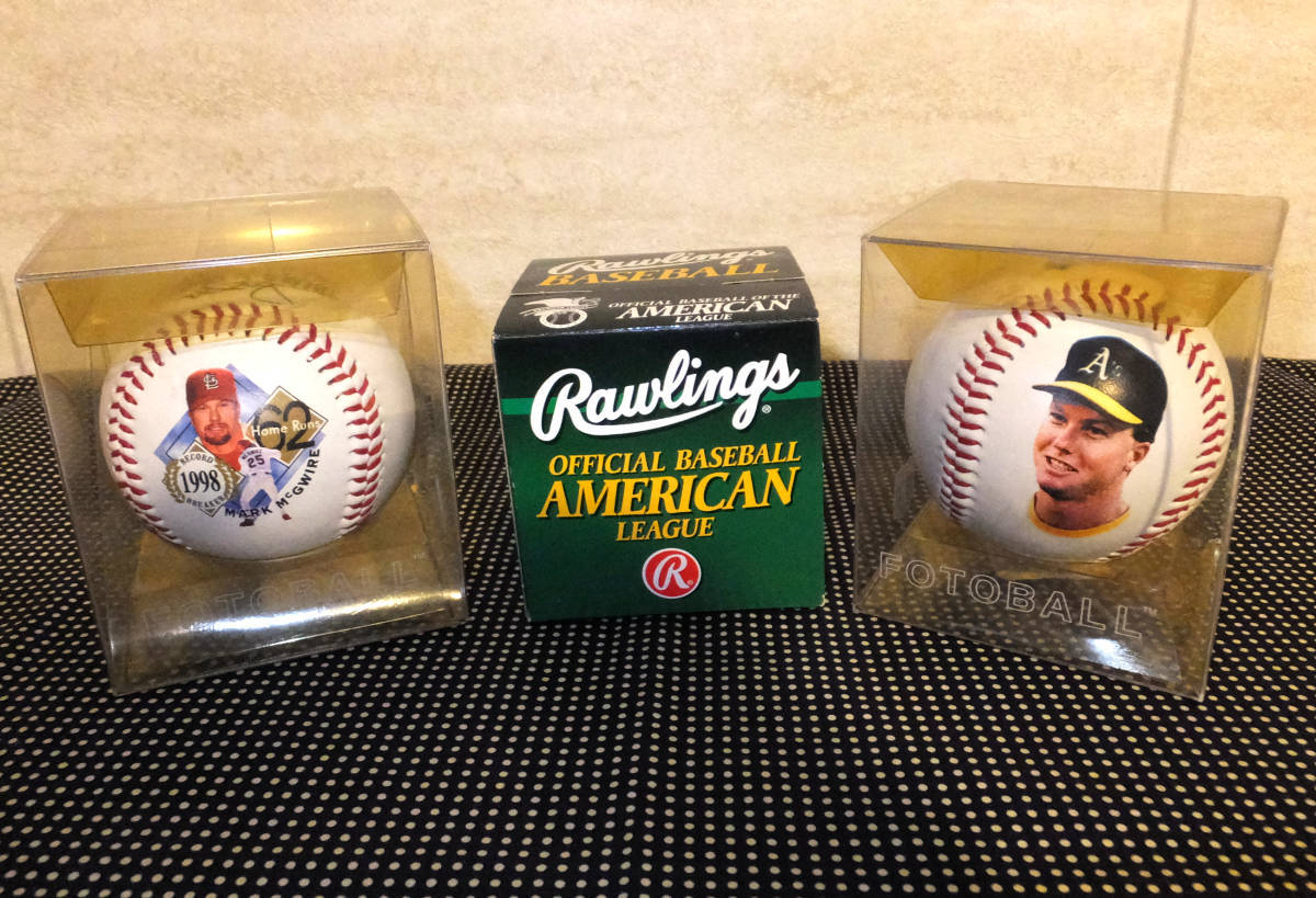 ★3個セット 絶版 旧公式ボール MLB アメリカンリーグ試合用 メジャーリーグ 野球 アスレチックス カージナルス ローリングス baseball USA_画像4