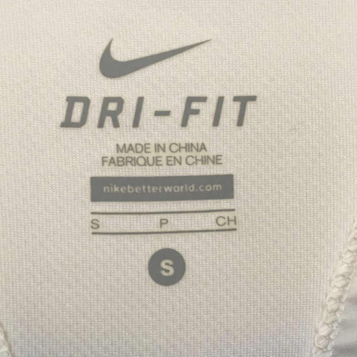 NIKE   ナイキ   ドライフィット　メッシュ　半袖Tシャツ　Sサイズ　白×青×黄緑刺繍ロゴ