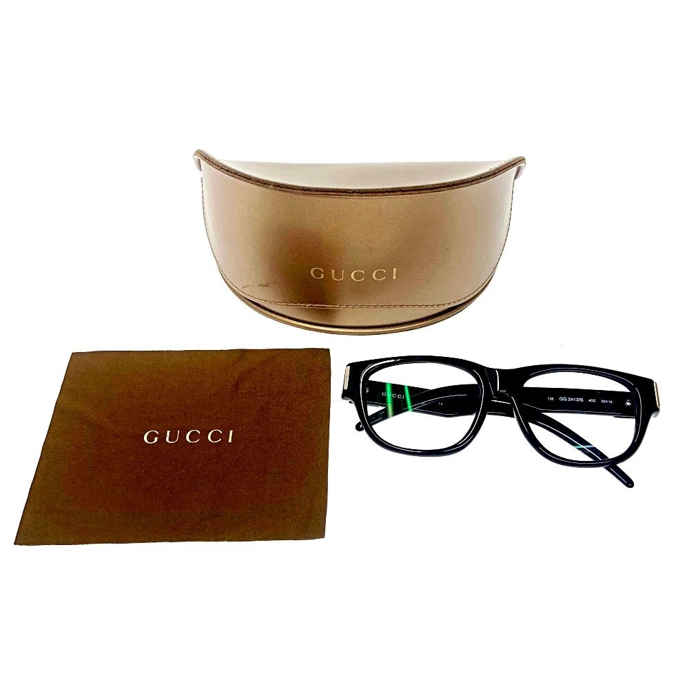 【ケース付き】 GUCCI グッチ 135 GG 2412/S 4CC 53□19 メガネ 度入り ブラウン 183364 メガネ