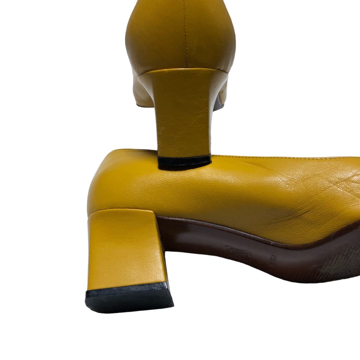 AJ269 Sergio rossi Sergio Rossi женский туфли-лодочки 35 примерно 22.5cm желтый кожа хороший Италия производства 