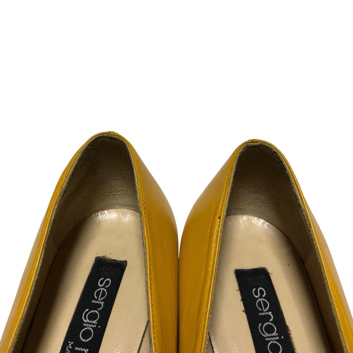 AJ269 Sergio rossi Sergio Rossi женский туфли-лодочки 35 примерно 22.5cm желтый кожа хороший Италия производства 