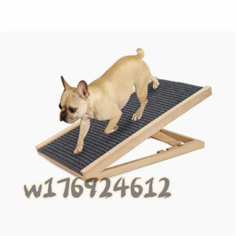 大好評☆ペットの階段 犬のステップペット スロープ調節可能な 木製ペット階段ポータブル折り畳み式の犬の安全性スロープ