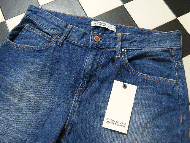 ZARA BASIC ザラ ロールアップ デニム パンツ 36 れ3027 ダメージ加工 クロップド　レターパックプラス_画像3