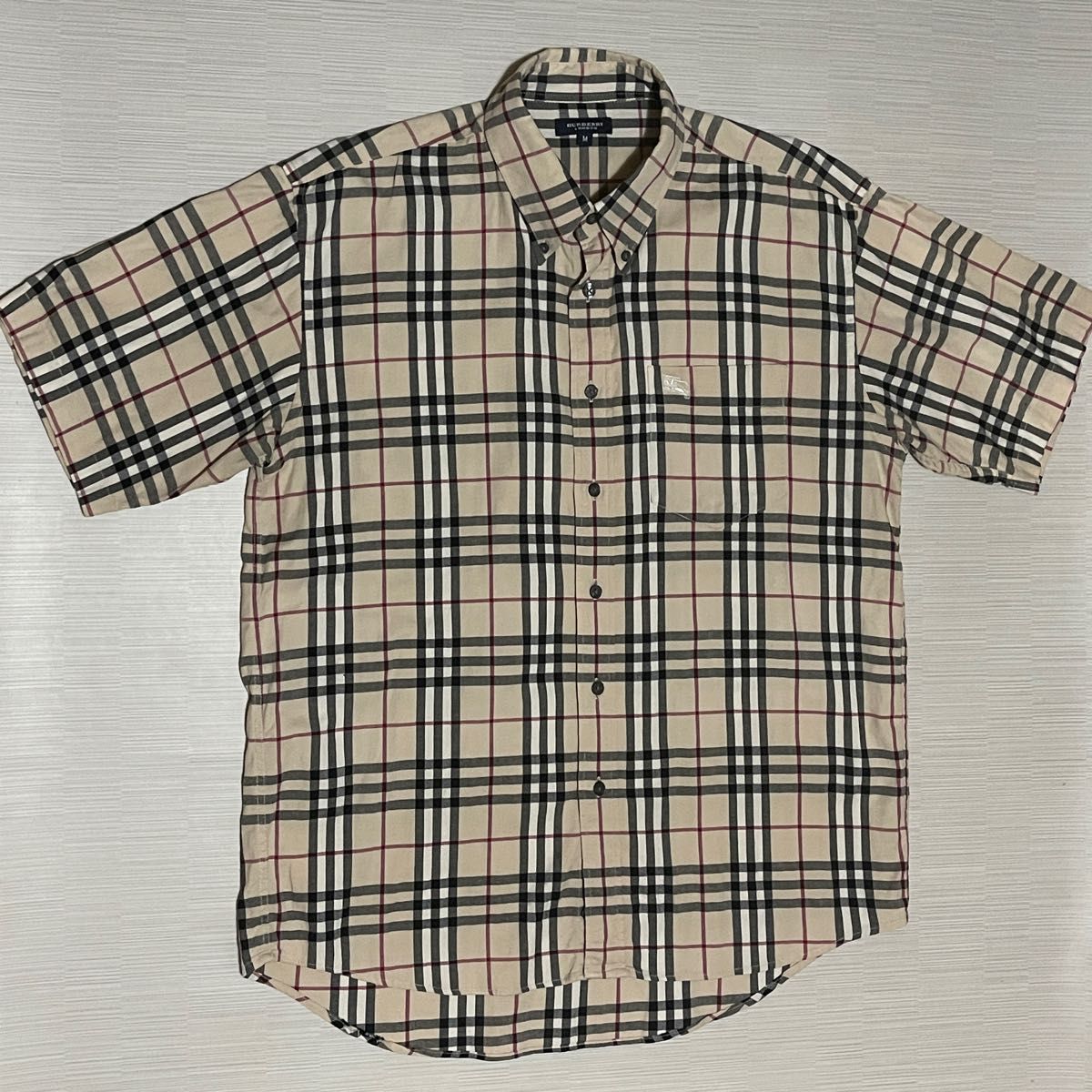 Burberryバーバリー ノバチェック柄 半袖 ボタンダウンシャツ Mサイズ