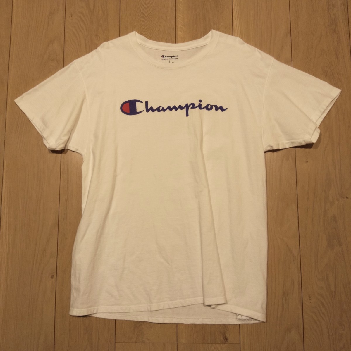 USA古着卸 Lサイズ Champion チャンピオン ロゴ プリント Tシャツ_画像1