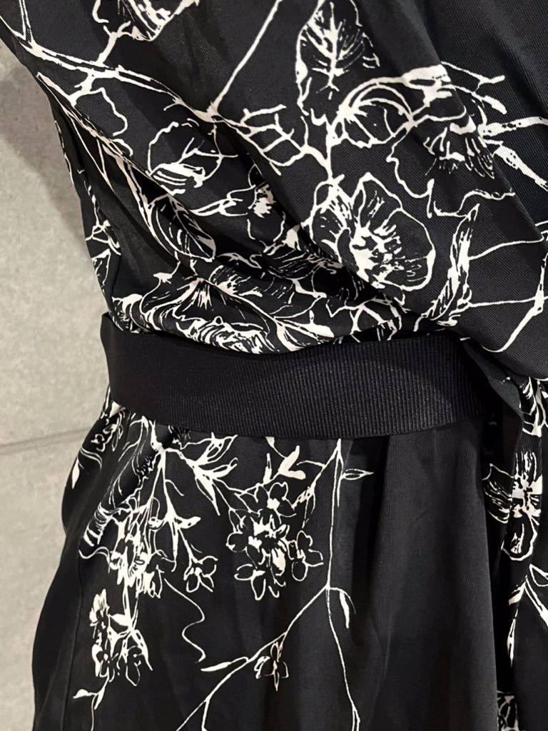  fine quality high class MaxMara studio Max Mara short sleeves tops total pattern black black lady's S size corresponding 0 new ×