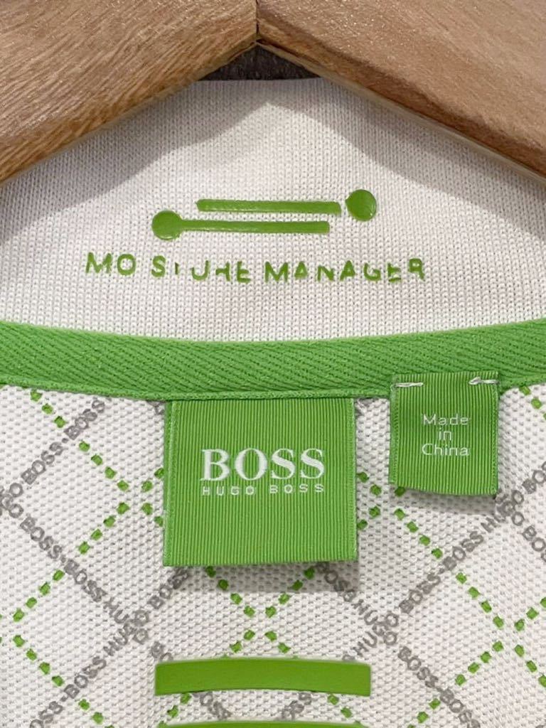 夏本番！ HUGO BOSS ヒューゴ ボス ボスグリーン ロゴ刺繍 速乾性 半袖 ポロシャツ 白 Lサイズ メンズ ゴルフウェア ゆうパケ可 ○ 新規×_画像7