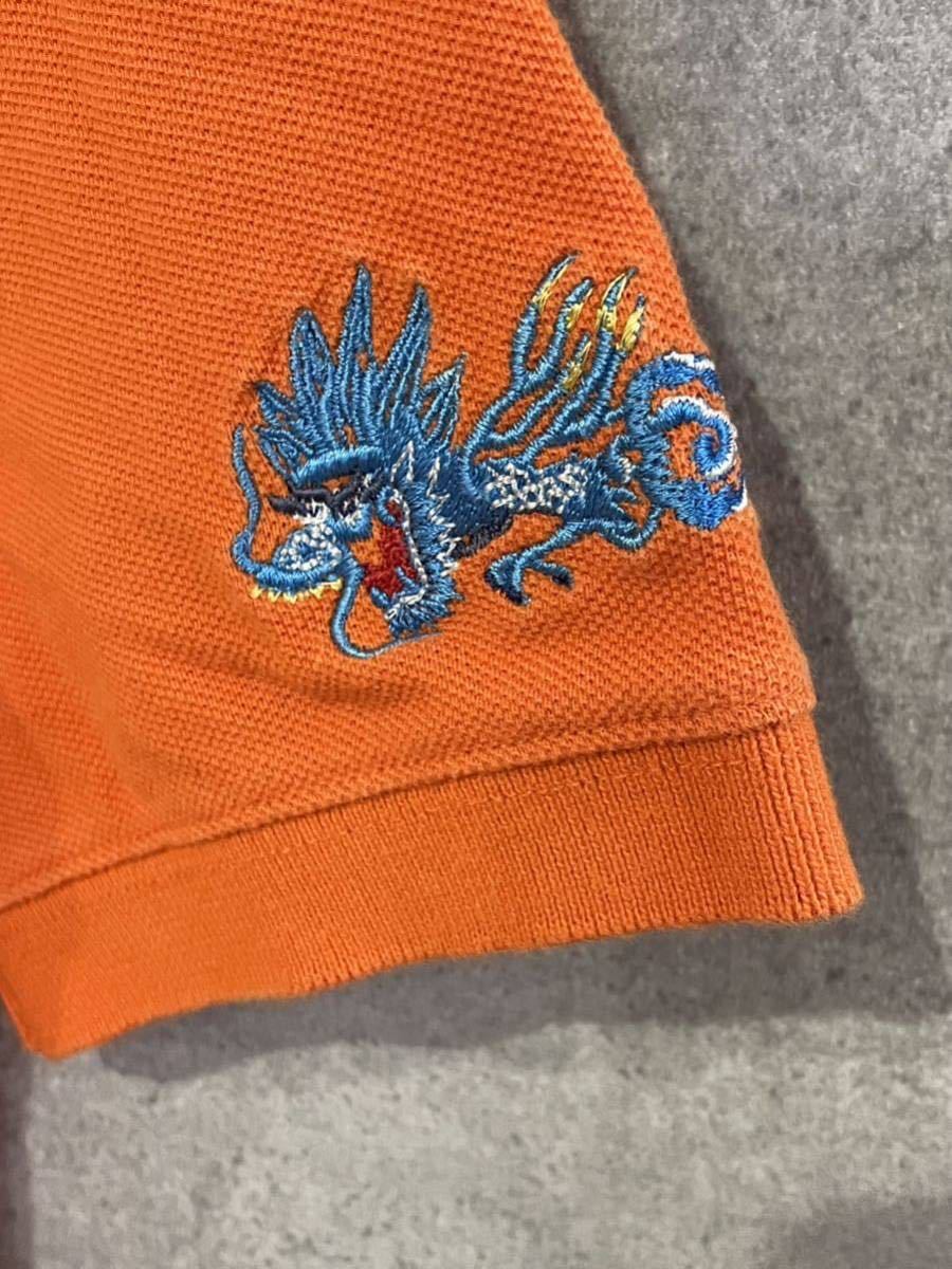 希少デザイン POLO RALPH LAUREN ラルフローレン 半袖 ポロシャツ スカ 刺繍 龍 オレンジ 150/76 キッズ レディース ゆうパケ可 ○ 新規×_画像4