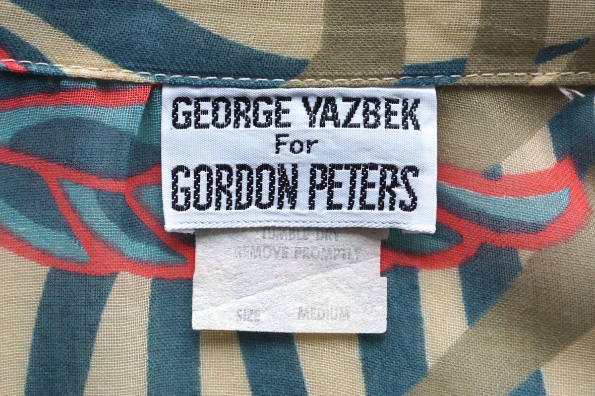 1970s ヴィンテージ GEORGE YAZBEK For GORDON PETERS ボタニカルプリント シアーシャツブラウス ジャケット型 M シースルー USA 海外 古着_画像7