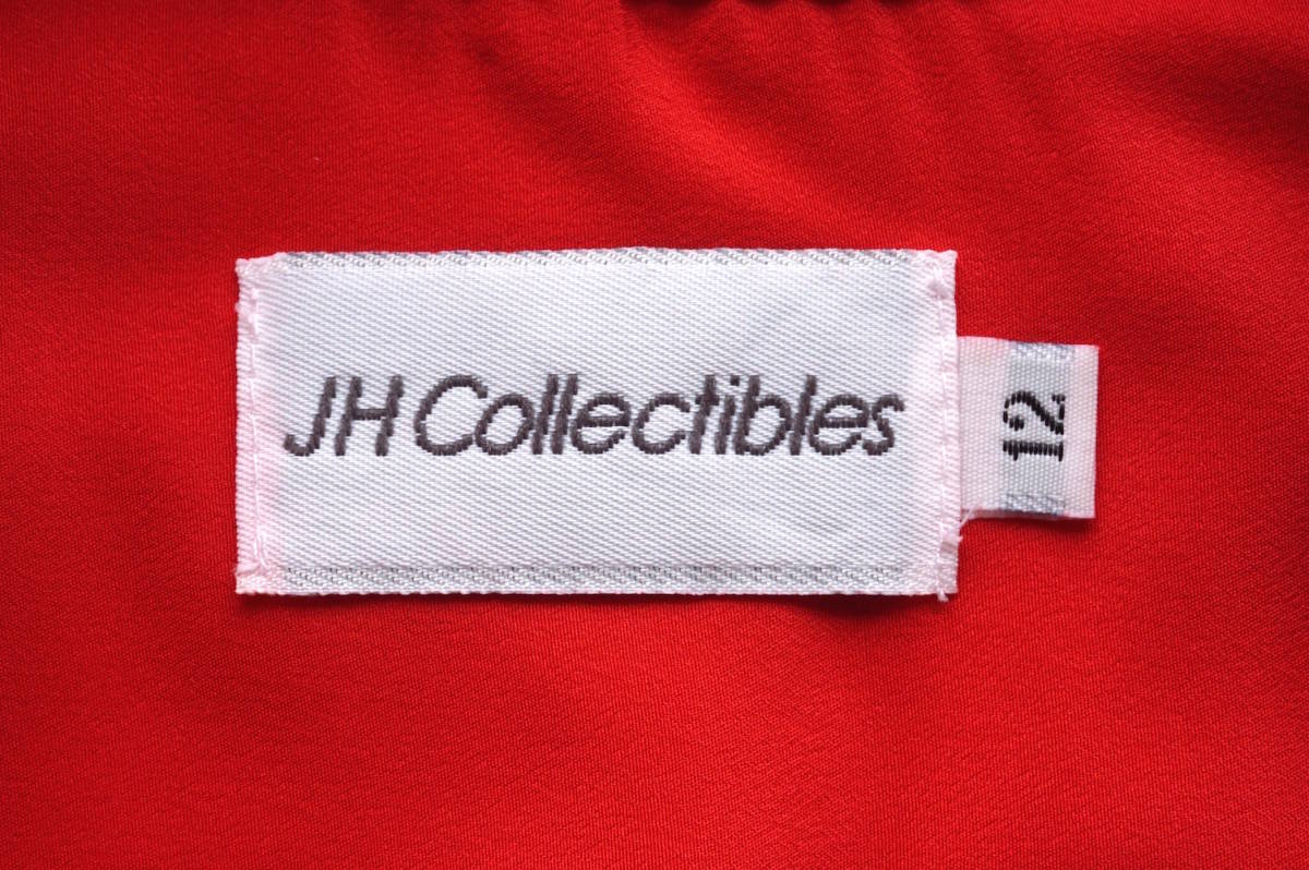 1980s ヴィンテージ JH Collectibles 50sルック オープンカラー シャツブラウス 12 L位 レッド 赤 無地 ボーリングシャツ調 USA 海外 古着_画像7
