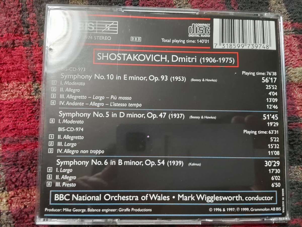 中古輸入CD(2枚組)ショスタコーヴィチ:交響曲第5番、第6番、第10番 マーク・ウィグレスワース（指揮）BBCウェールズ・ナショナル交響楽団 _画像2