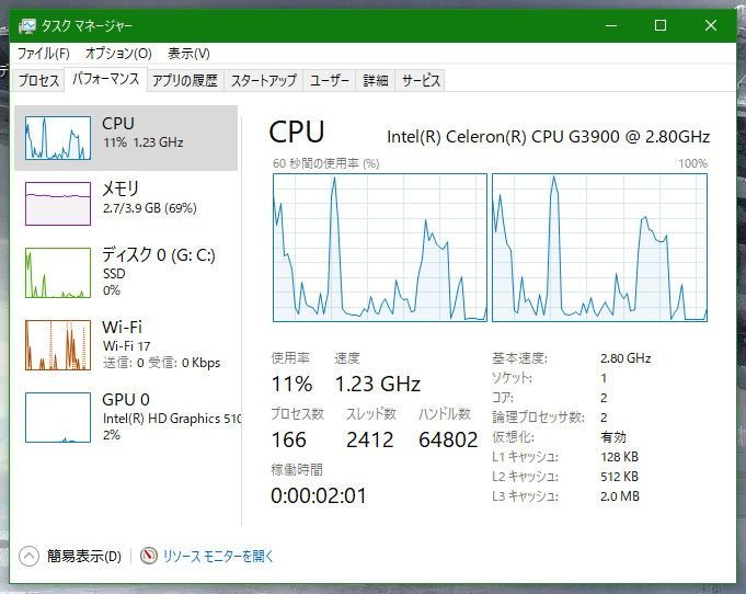 CPU Intel Celeron G3900 中古動作品 通販 CPU Intel Celeron G4900T 中古動作品