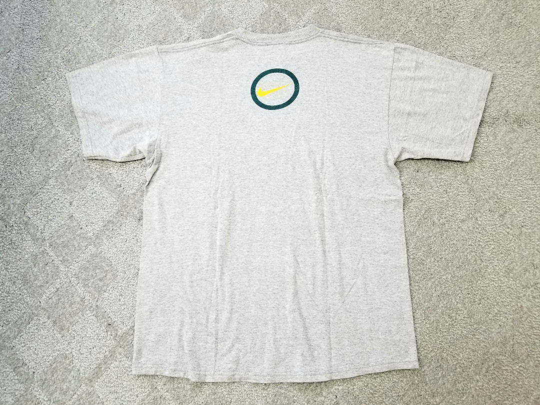 良好 90s USA製 ビンテージ NIKE ナイキ “SWOOSH” プリントTシャツ 杢グレー Mサイズ // スウォッシュ スウッシュ L_画像2