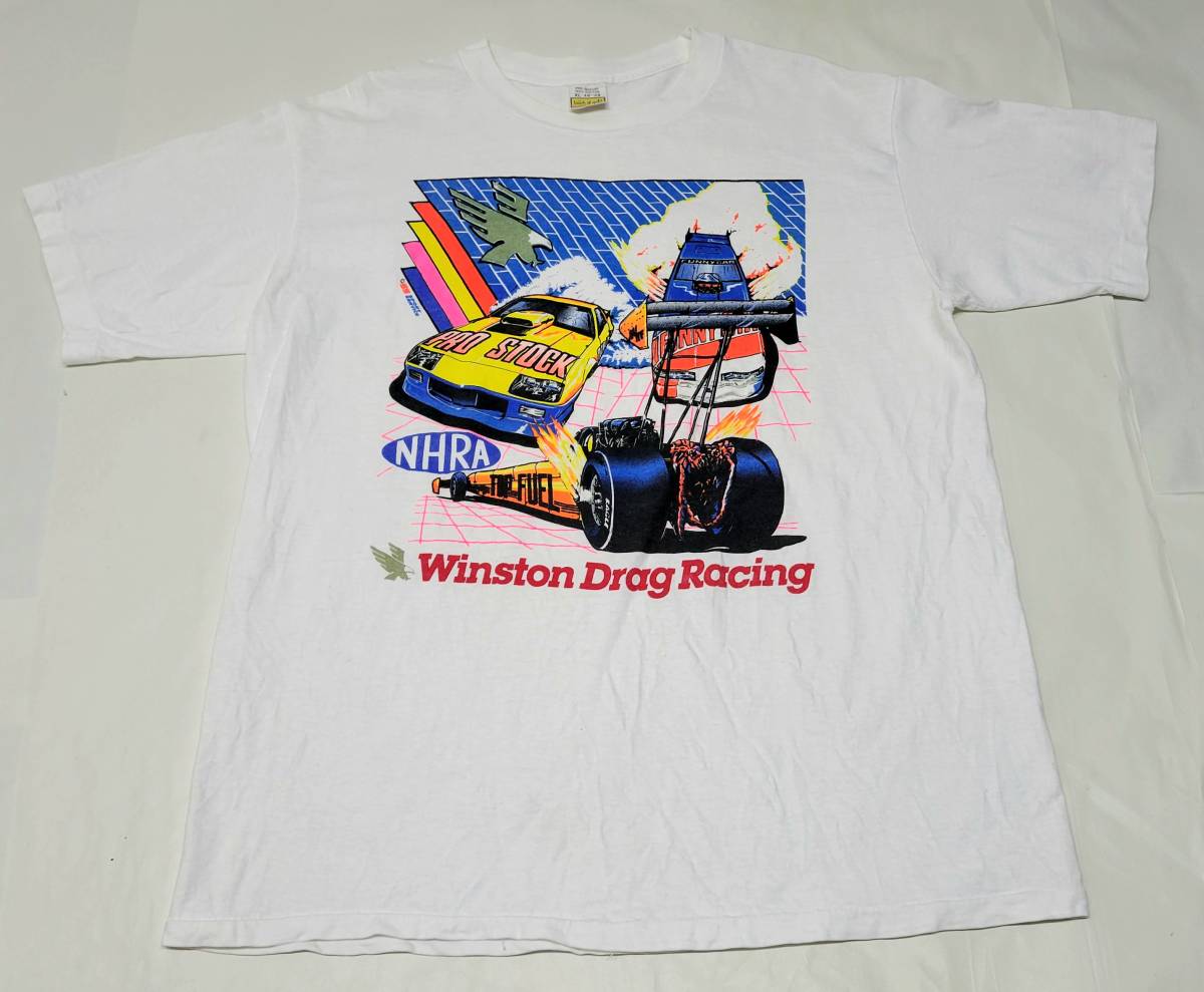 80s～ USA製 NASCAR WINSTON DragRacing Tシャツ ビッグプリント XL 46 48 ナスカー ウィンストン ドラッグレース 80年代 90s アメリカ製_画像1