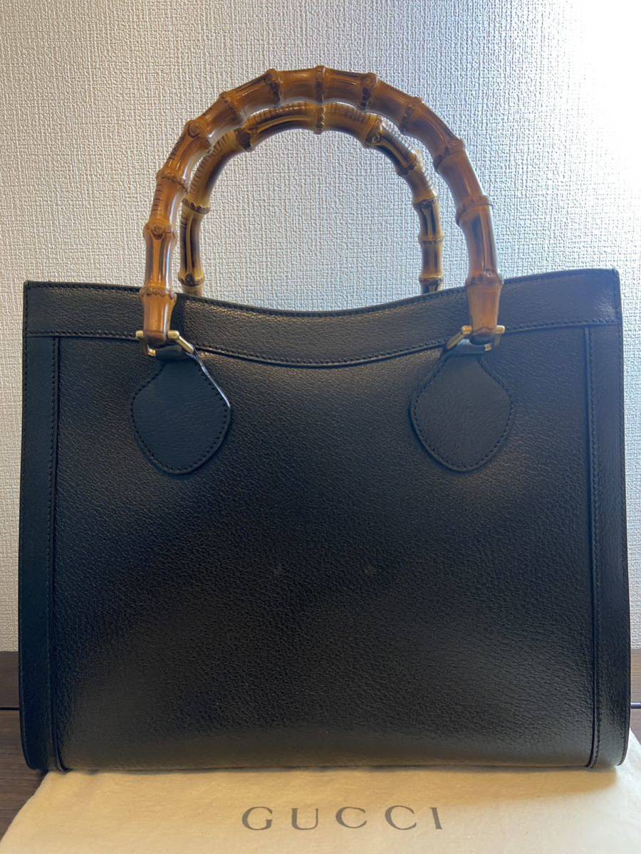 GUCCI トートバッグ ダイアナ バンブー レザー 黒 ブラック