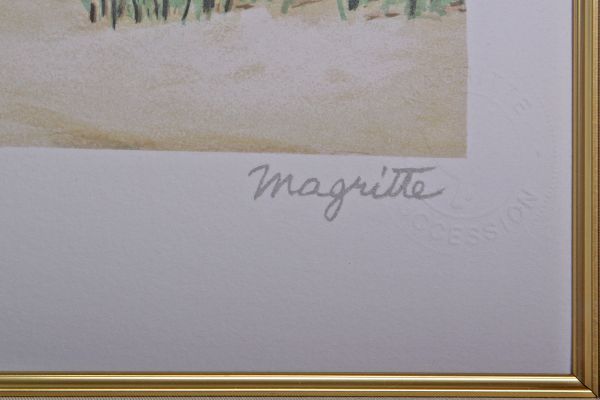 7980 ルネ・マグリット Ren Magritte 「シェヘラザード」 額装 リトグラフ 額装 真作 公認版画 Succession Magritteエンボス有_画像6