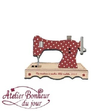 ミシン 赤ドット フランス 製 木製ボタン アトリエ ボヌール ドゥ ジュール 雑貨 パタミン ボタン 刺繍 ハンドメイド 小物_画像3
