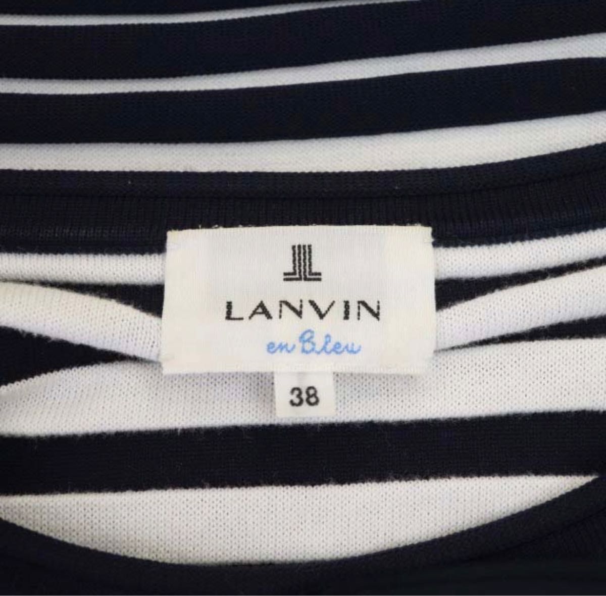 ランバンオンブルー LANVIN en Bleu カットソー 半袖 パフスリーブ ビジューボーダー リボン 38