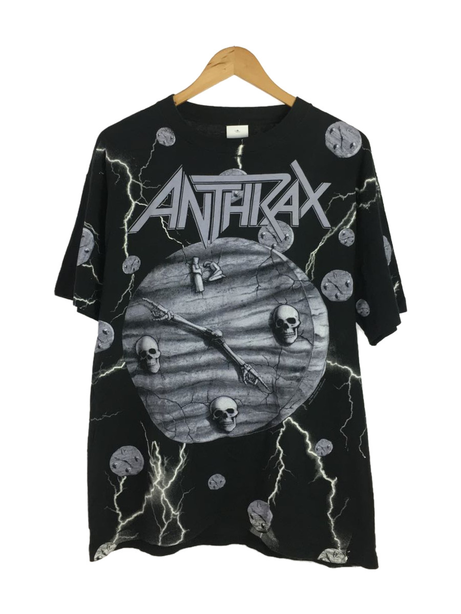 ANTHURAX/Tシャツ/コットン/BLK/総柄/90s//半袖 バンドTシャツ