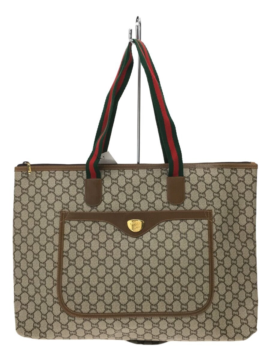 爆売り！ GUCCI PLUS◇GG/シェリー/トートバッグ/レザー/BEG/総柄/角